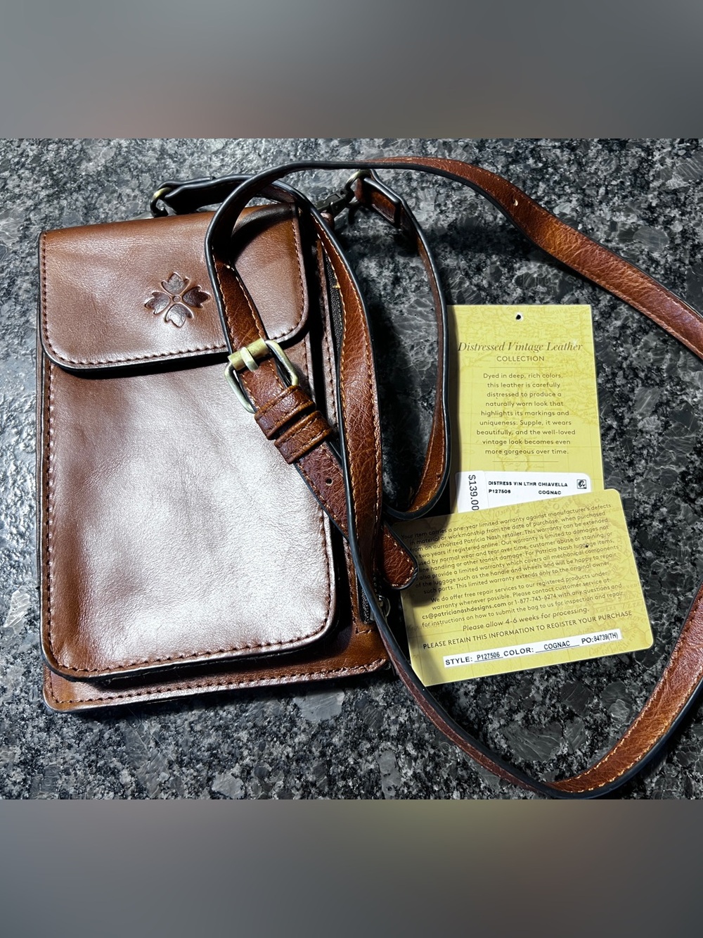 Patricia Nash Chiavella Phone Crossbody NWT Cognac